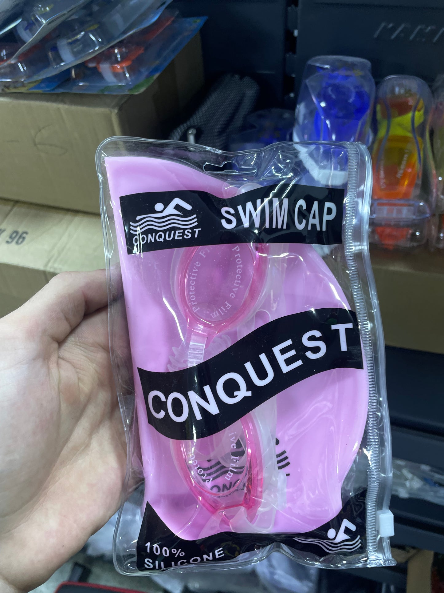 Pack enfants Natation Conquest 3 en 1 – Lunettes de Natation, Bonnet Silicone et Bouchons d’Oreilles
