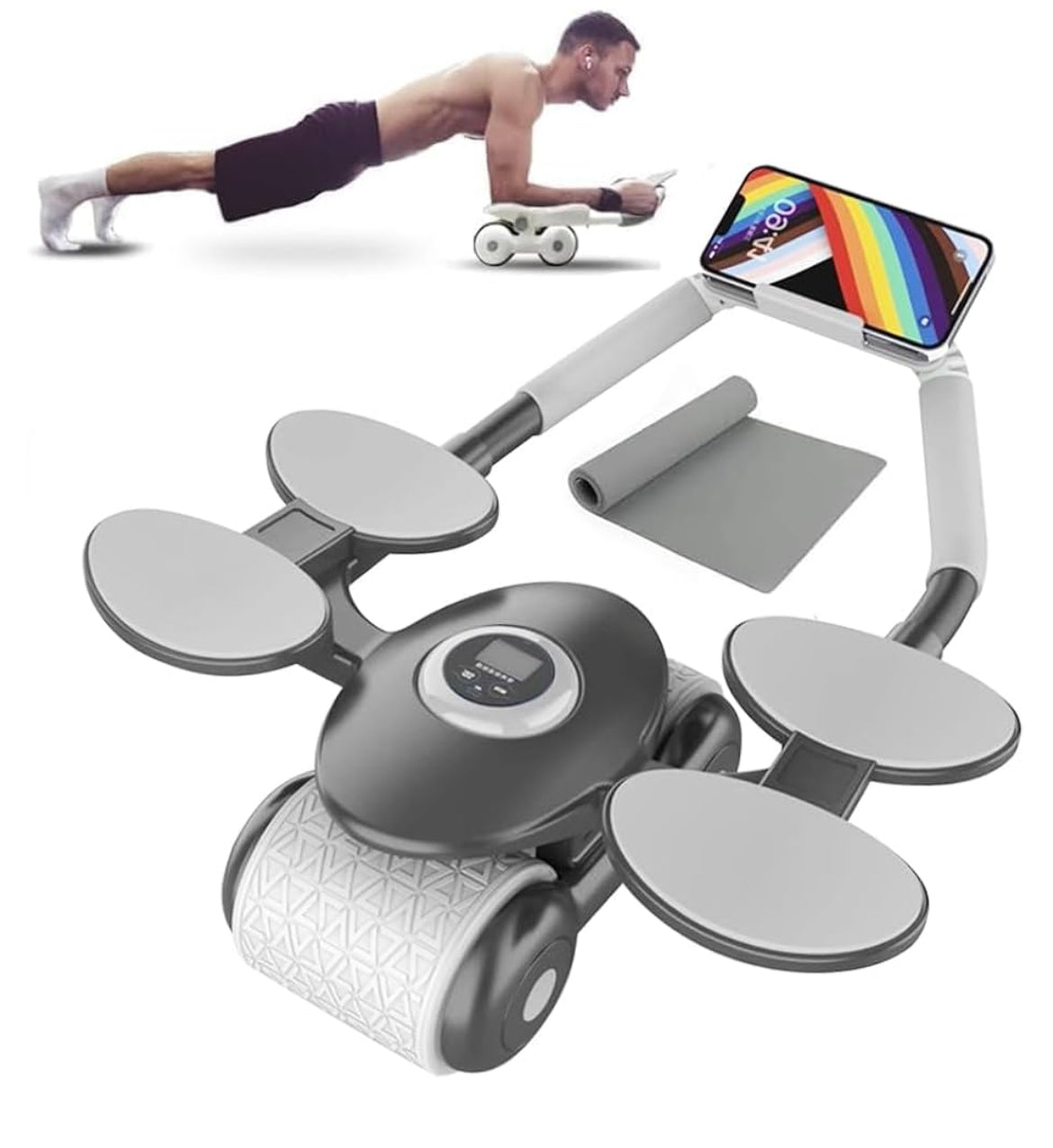 Roue Abdominale 2-en-1 avec Rebond Automatique et Minuteur
