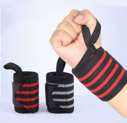Bandage Protection De Poignet Pour Haltérophilie, Crossfit, Musculation-Noir/Rouge